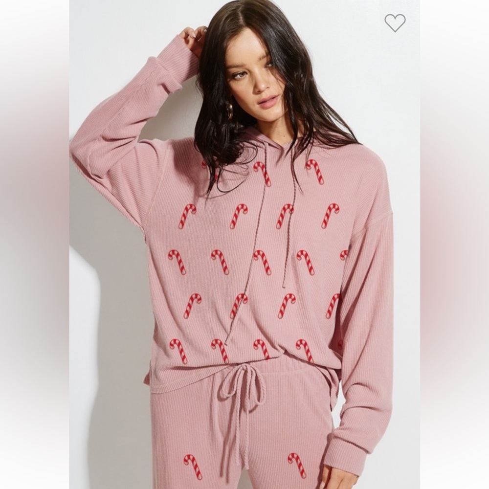 #149 CHRISTMAS CANDY CANE HOODIE LOUNGEWEAR SET